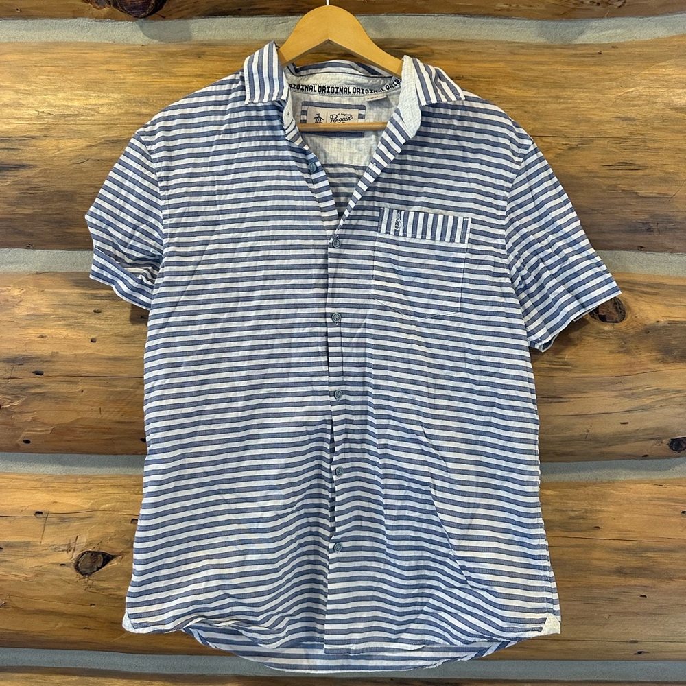 Original Penguin Men’s Button Down Stripe Short Sleeve